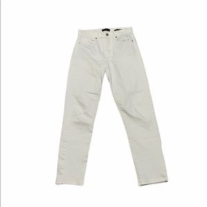 White Jeans Slim Mid Rise Straight Denim Stretch Old Money Minimalist 90s Casual
